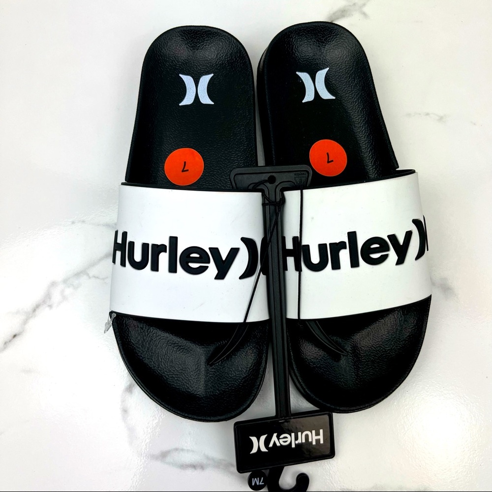 Hurley Womens Jules Black & White Slides Size 7M